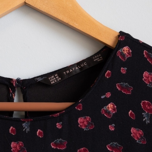 Zara Trafaluc black floral shift dress-M - Picture 3 of 6